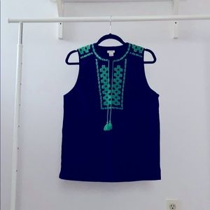 J. Crew sleeveless embroidered blouse